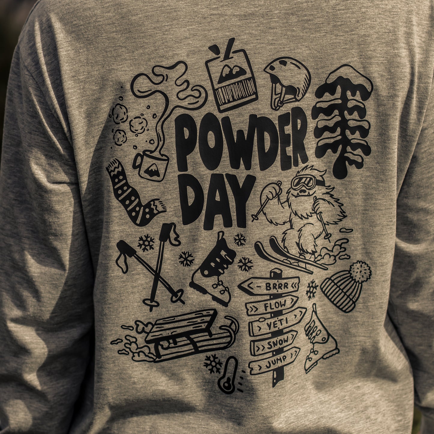 Bügelbild - powder day (schwarz)