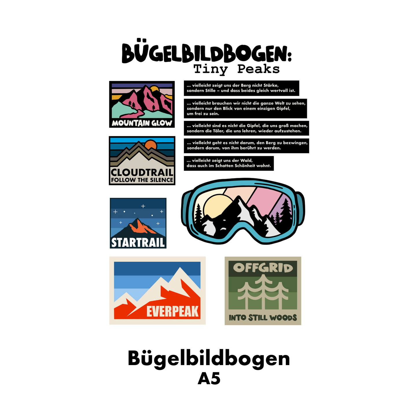 Bügelbild - bügelbildbogen - tiny peaks