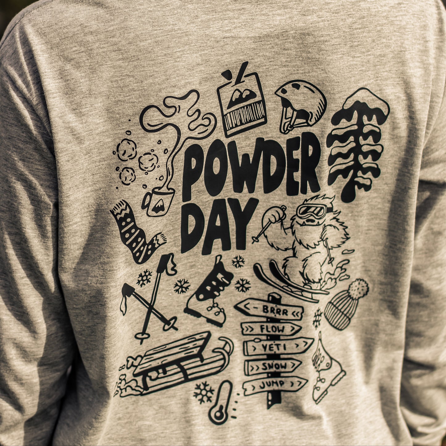 Bügelbild - powder day (schwarz)